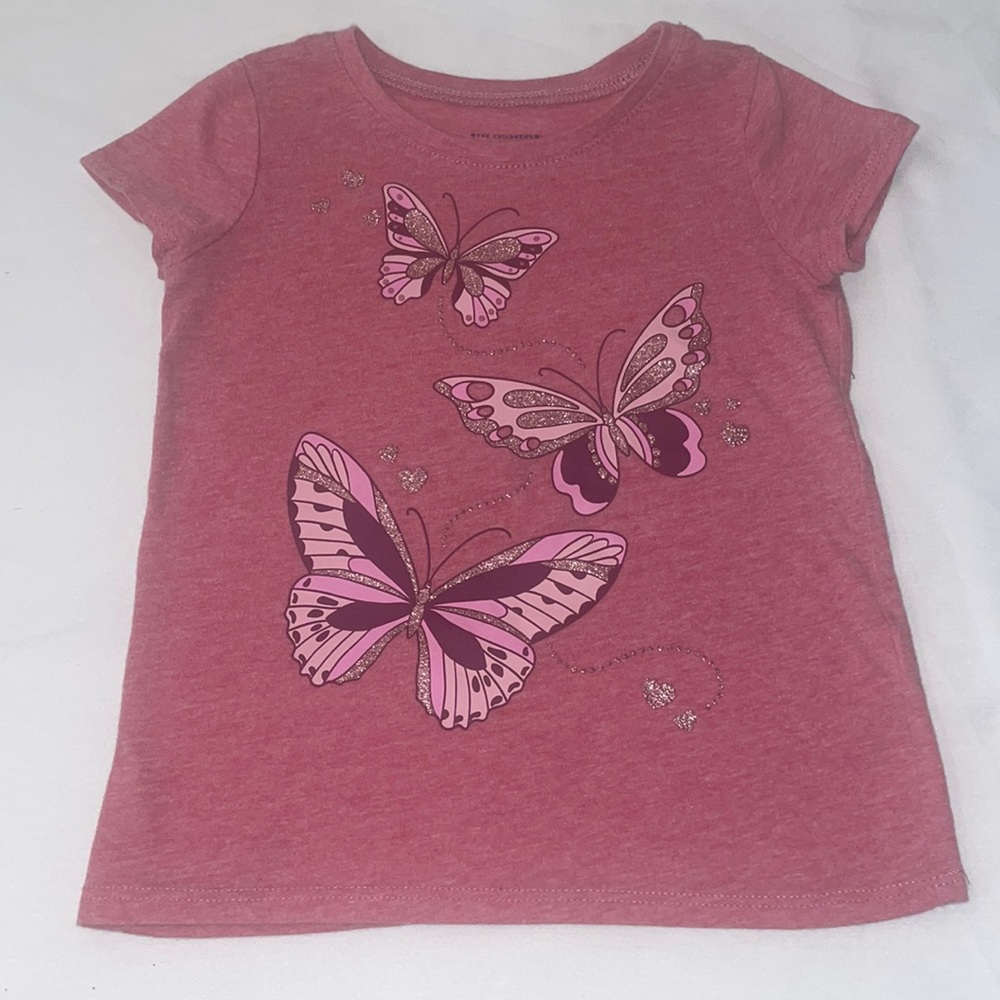 Toddler Girls Butterfly T-shirt Size 4T in Pink
